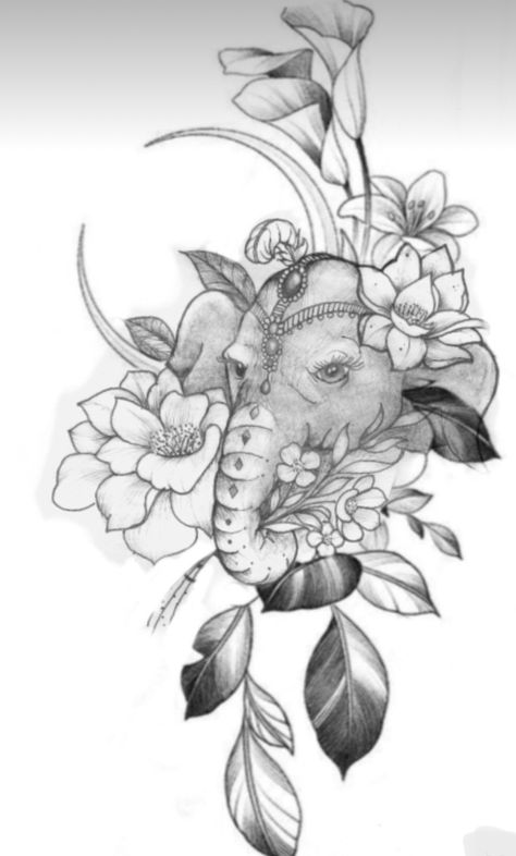 Theigh Tattoos, Elephant Stencil, Third Eye Tattoos, Animal Tattoos For Women, Cute Simple Tattoos, Elephant Tattoo Design, Daisy Tattoo, Up Tattoo, Tattoos For Black Skin