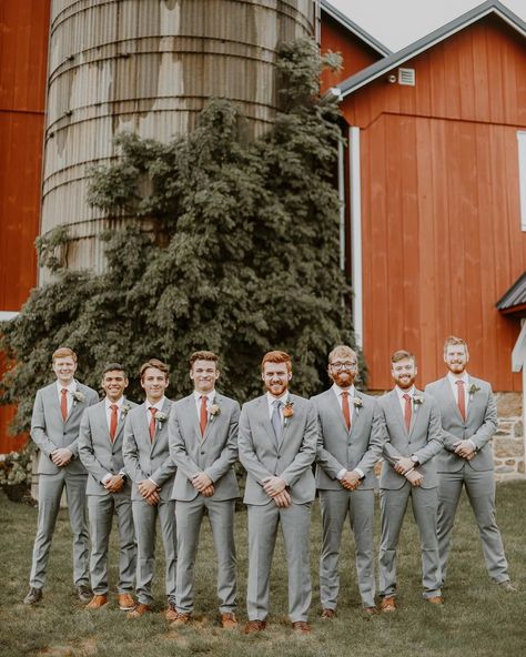 Peña & Co. | DC Wedding Planner (@penaandcompany) • Instagram photos and videos Groomsmen Suits Brown, Grey Suit Brown Shoes, Fall Groomsmen, Gray Groomsmen Suits, Groomsmen Pictures, Groomsmen Grey, Groom Wedding Attire, Groomsmen Photos, Bridesmaid Getting Ready