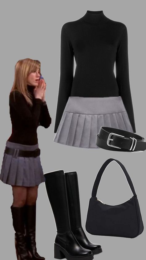 #rachelgreen #skirtoutfit #black Siren Outfits, Office Fits, Skirt Costume, Grey Skirt, Office Skirt, Almost There, Rachel Green, Gray Skirt, Office Outfits