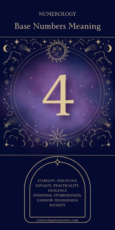 Looking for more stability and discipline? The number meaning of 4 can guide you toward a grounded existence. Click here to find out more! Aquarius Element, Celestial Spirit, The Number 4, True Meaning Of Life, 4 Number, Numerology Numbers, Life Path Number, Astrology And Horoscopes, Number Meanings