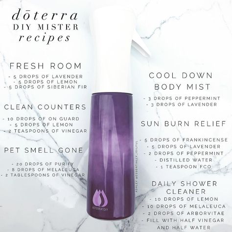 Doterra Mister Bottle Recipes, Essential Oil Mist Recipes, Diy Room Mist Spray, Doterra Room Spray Recipes, Doterra Room Spray, Diy Essential Oil Perfume, Oil Mister, Room Mist, Doterra Diffuser Blends