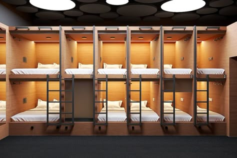 Capsule Architecture, Hostel Design Ideas, Alex Armstrong, Sleep Box, Hostel Design, Tree Deck, Bunk Bed Rooms, Hostels Design, Hostel Room