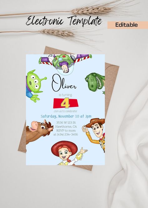 Toy Story Birthday Invitation Digital and Printable Toy Story - Etsy Toy Story 2nd Birthday Invitations, Toy Story 1st Birthday Invitations, Toy Story First Birthday Invitation, Toy Story Birthday Invite, Toy Story 3rd Birthday Party Invitations, Toy Story Birthday Invitations Template, Toy Story Birthday Party Games, Toy Story Invitations Free Template, Toy Story Party Invitations