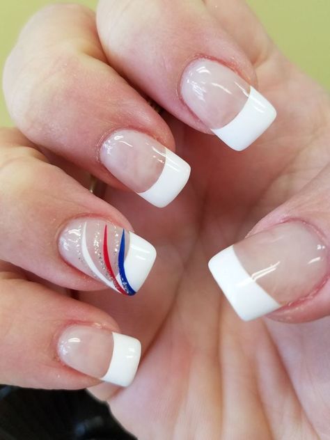 4th Of July Nails French, Patriotic Nails Design, Firework Nails, Patriotic Nails, Nails French Tip, Usa Nails, Fourth Of July Nails, French Tip Nail Designs, French Manicure Nails