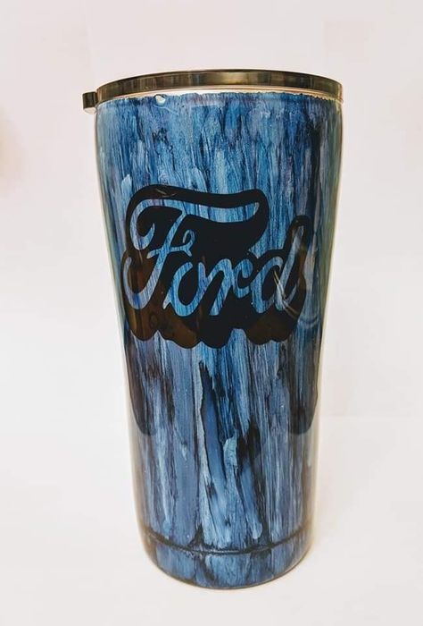 Ford tumbler  Www.facebook.com/twistedtumblerdesign Www.twistedtumblerdesigns.com Men’s Epoxy Tumbler, Ford Tumbler Ideas, Car Tumbler Cups For Men, Yellowstone Glitter Tumbler, Hunting Stickers, Peterbilt Tumbler Cup, Tumbler Inspiration, Epoxy Cups, Yeti Cups