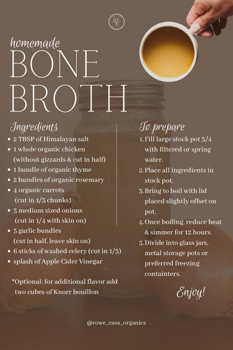 Immunity Building Foods, Gut Healing Soup, Rowe Casa, Postpartum Recipes, Healing The Gut, Chicken Bone Broth Recipe, Bone Broth Benefits, Bone Broth Diet, Homemade Bone Broth