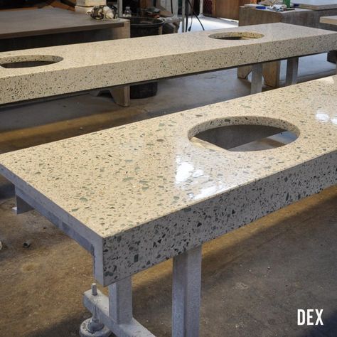 Check out this DEX terrazzo concrete bar top with beautiful custom inlays 🍝🥂 This exquisite DEXterra bartop made for @midcitycafeatl features high quality aggregates and custom inlays. DEX provides a wide range of design options to handle any of your production needs! Concrete Bar Top, Terrazzo Sink, Concrete Bar, Concrete Sink, Sink Design, Bar Top, Home Bar, Countertops, Custom Design