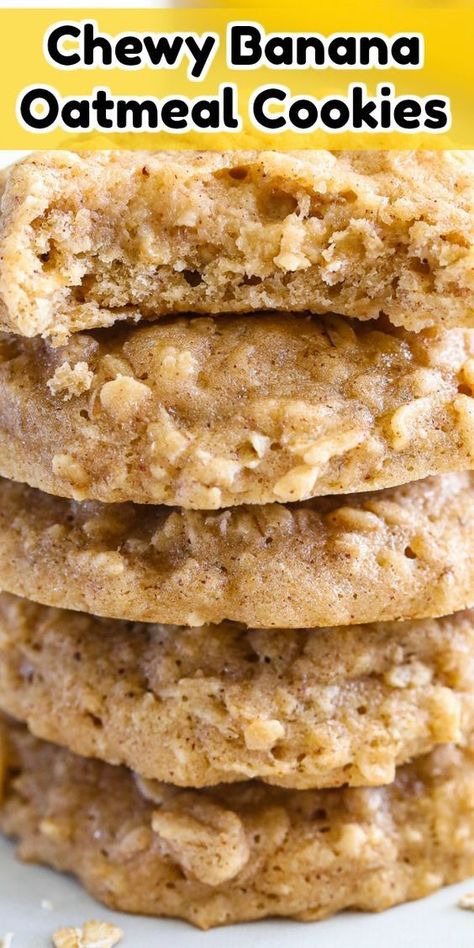 Banana Dessert Recipes, Banana Oatmeal Cookies, Oatmeal Cookies Chewy, Banana Dessert, Oatmeal Cookie Recipes, Banana Oatmeal, Banana Recipes, Healthy Sweets, Oatmeal Cookies