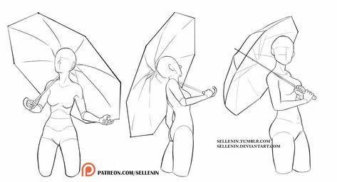 Umbrella Poses, Umbrella Drawing, Drawing Eyes, Body Reference Drawing, Drawing Bases, Drawing Faces, Digital Painting Tutorials, Drawing Refs, Figure Drawing Reference