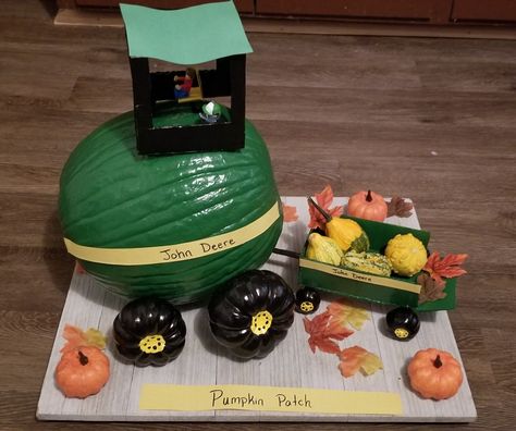 Tractor Pumpkin, Pumpkin Craft, John Deere Tractor, John Deere Tractors, Pumpkin Crafts, John Deere, Pumpkin Patch, Tractor, Watermelon