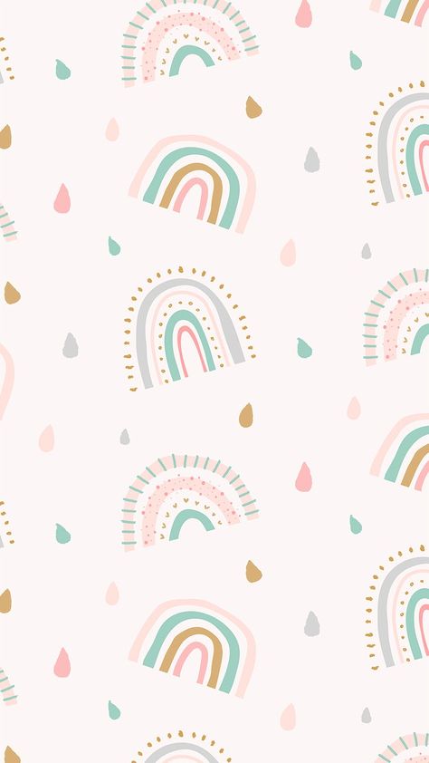 Rainbow Iphone Wallpaper, Pastel Rainbow Wallpaper, Rainbow Wallpaper Backgrounds, Background Aesthetics, Background Psd, Doodle Background, Cute Mobile Wallpapers, Cute Doodle, Kids Background