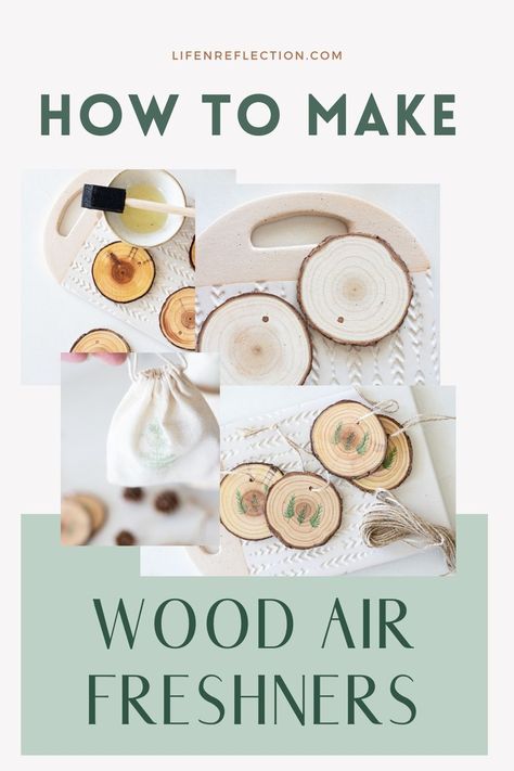 Here’s how to make wood slice air fresheners with a step-by-step video and tips to make the scent last! Diy Wood Slices, Juniper Essential Oil, Wood Slice Decor, Pine Essential Oil, Foam Paint, Wood Slice Crafts, Easy Candles, Soap Maker, Wood Slice Ornament