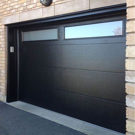 Martin Garage Doors, Black Garage Door, Black Garage Doors, Contemporary Garage Doors, Black Garage, Garage Door Windows, Garage Door Decor, Modern Garage Doors, Garage Door Types