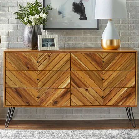 Ivy Bronx Adal 6 Drawer Double Dresser | Wayfair Mid Century Modern Storage, Unique Dresser, Dresser Wood, Dresser Bed, Artistic Space, Metal Platform Bed, Bed Frame With Storage, Bedroom Furniture Dresser, Double Dresser