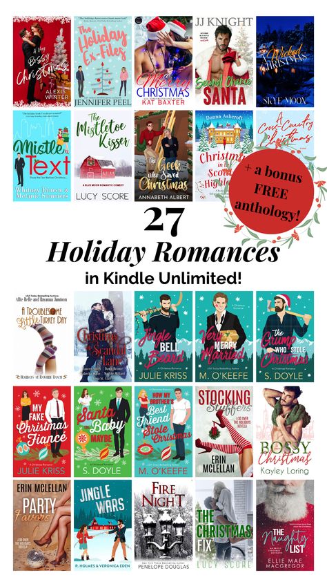 27 Holiday Romances in Kindle Unlimited to Read This Season (+ a bonus FREE anthology!) — Mollie's Bookshelf Spicy Kindle Unlimited Books, Kindle Unlimited Spicy Books, Kindle Unlimited Books Best Romance, Kindle Unlimited Books Best, Tbr Ideas, Christmas Reads, Christmas Library, Christmas Romance Books, Accidental Pregnancy