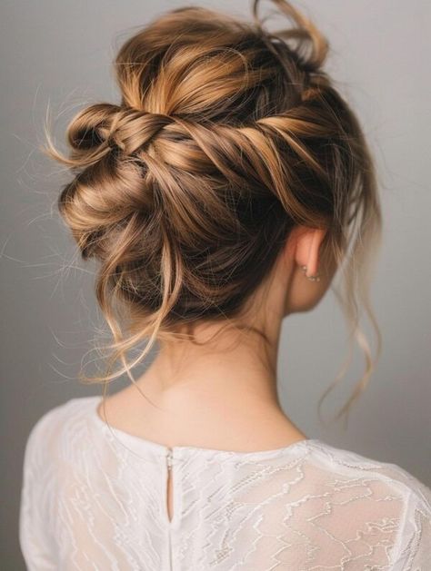 Fresh Messy Bun Styles for Medium Hair 2024 High Messy Bun Bridal Hair, Messy Low Bun Wedding Fine Hair, Wedding High Messy Bun, Messy Formal Bun High, Bun Hairstyles For Medium Hair, Braided Hairstyles For Natural Hair, Romantic Loose Bun, Messy Bun Wedding Hair, Messy Bun Styles