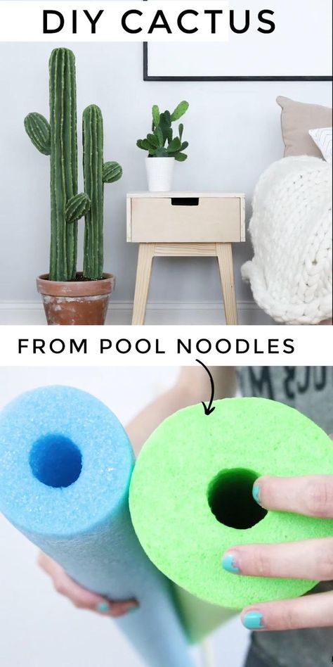 Pool Noodle Crafts, Diy Cactus, Koti Diy, Cactus Craft, Faux Cactus, Cactus Diy, Diy Projektit, Pool Noodle, Astuces Diy