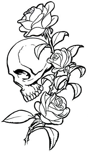 https://flic.kr/p/L4guv | Skulls and Roses | Tattoo inspired drawings with Skulls and Roses as subject.  Contact me to get a print. Thanks. Tattoo Graffiti, Skull Rose Tattoos, Skull Coloring Pages, Black Rose Tattoos, Skull And Roses, Tattoo Outline Drawing, Mens Shoulder Tattoo, Roses Tattoo, Tattoos Skull