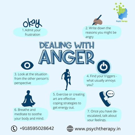 Unlocking the Power of Emotional Balance: A Guide to Anger Management 🧘‍♂️✨ Embrace Calmness, Release Tension, and Find Inner Peace. Let's journey together towards tranquility! www.psychtherapy.in 085950 28642 #mentalhealth #selfcare #paschimvihar #psychtherapy How To Calm Your Anger, How To Reduce Anger Issues, How To Let Go Of Frustration, Breathing Exercises For Anger, Anger Therapeutic Activities, Yoga To Release Anger, Release Anger Quotes, Anger Coping Strategies, How To Let Anger Out