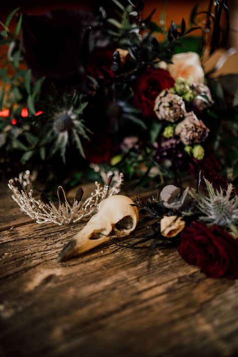 Modern Gothic Wedding Ideas ⋆ Unconventional Wedding Moody Tablescape, Blood Orange Cocktail, Halloween Eve, Halloween Tablescape, Orange Cocktails, Fall Dinner Party, Halloween Party Dinner, Goth Wedding, Dark Wedding