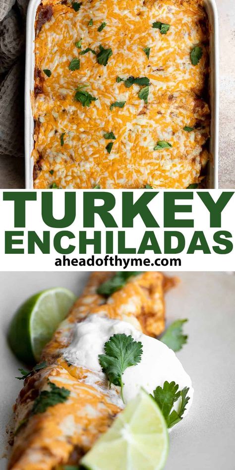 Turkey Enchiladas Leftover Turkey Enchiladas Recipes, Leftover Turkey Enchiladas, Baked Enchiladas, Turkey Enchilada Casserole, Ground Turkey Enchiladas, Reheat Turkey, Cooking Turkey Breast, Turkey Enchiladas, Shredded Turkey