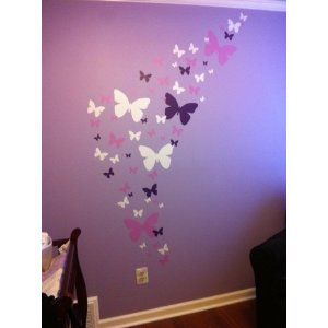 Butterfly Wall Decals- Purple, Lilac & White Girls Room Decor Appliques Girls Room Decals, Butterfly Bedroom, Girls Wall Stickers, Butterfly Room, Purple Bedrooms, Butterfly Wall Decals, Lilac White, Purple Rooms, Butterfly Wall Decor