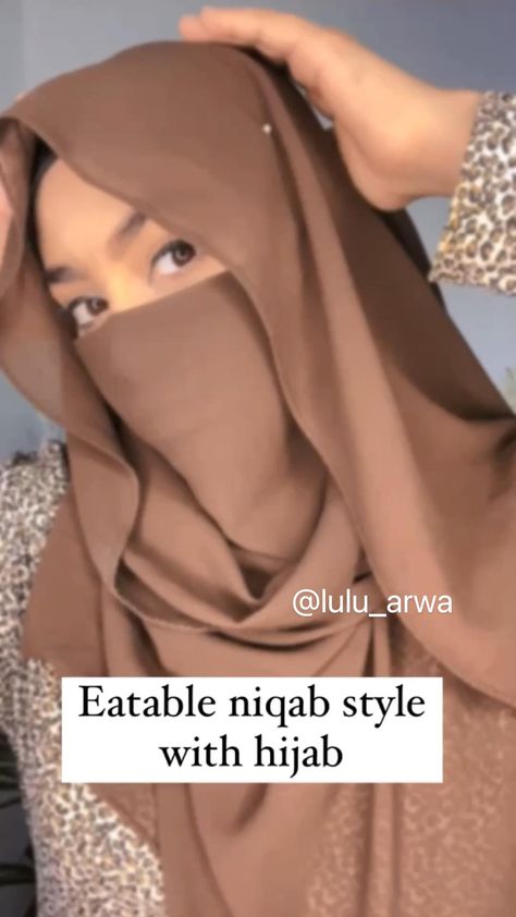 Hijab With Face Cover, Full Hijab Style, Half Niqab Style, Hijab Styles Full Coverage, Hijab For Long Face Shape, Hijab Styles Chest Coverage, Hijab Style Full Coverage, Full Coverage Hijab Styles, Lose Hijab Style