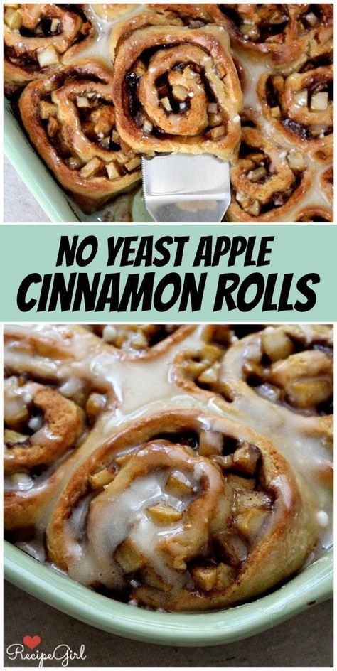 Cinnamon Roll Recipe No Yeast, Cinnamon Roll Recipe, Apple Cinnamon Rolls, Breakfast Rolls, Boozy Brunch, Breakfast Sweets, Recipe Girl, Fall Breakfast, Roll Recipe