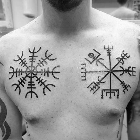 Top 37 Helm of Awe Tattoo Ideas [2020 Inspiration Guide] Historical Tattoos For Men, Historical Tattoos Ideas, Nordic Tattoo Sleeve, The One Tattoo, Runic Tattoo, Husband Tattoos, Helm Of Awe Tattoo, Valknut Tattoo, Borneo Tattoos