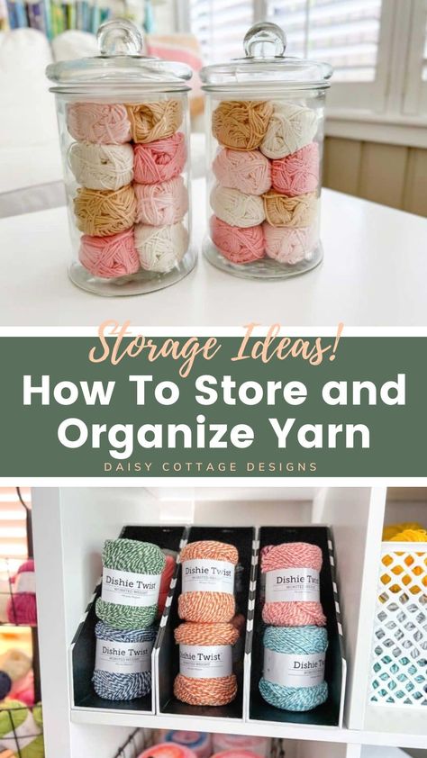 Yarn Wall Organization, Ikea Yarn Storage Ideas, Organize Knitting Supplies, Crochet Supply Storage, Storing Yarn Ideas, Yarn Cake Storage, Yarn Stash Organization, Yarn Storage Ideas Organizing, Ways To Store Yarn