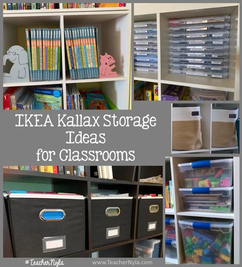 Do you have an IKEA Kallax storage shelf in your classroom. These are ideas for making the most out of yours. You may already know that they are perfect for keeping everything organized and they can be used for your… Kallax School Storage, Ikea Kallax Storage Bins, Ikea Kallax Classroom, Kallax Classroom, Kallax Storage Ideas, Ikea Kallax Storage, Ikea Classroom, Construction Paper Storage, Kallax Storage