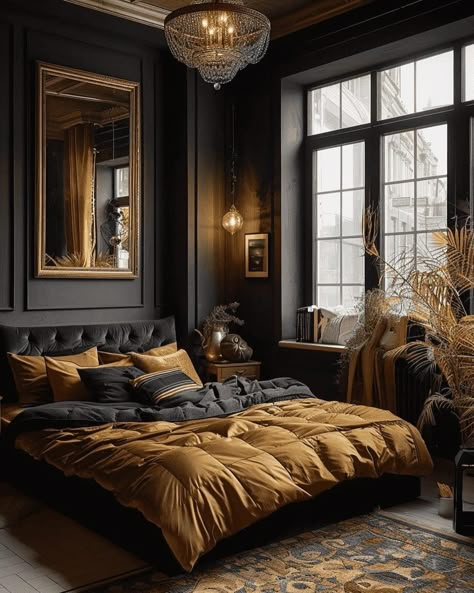 Guest Bedroom Luxury, Jazz Bedroom, Decoration Ideas Aesthetic, Moody Mansion, Grey And Gold Bedroom, Moody Maximalist, Modern Luxury Bedroom, Furniture Architecture, Room Decoration Ideas