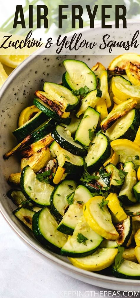 Squash Recipes Air Fryer, Zucchini And Yellow Squash Recipes, Air Fryer Squash, Zucchini And Yellow Squash, Air Fryer Zucchini, Squash And Zucchini, Yellow Squash Recipes, Easy Zucchini Recipes, Roasted Zucchini