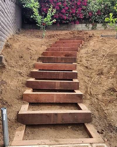 Image result for how to carve steps Backyard Steps, Sloped Backyard Landscaping, Landscape Stairs, Landscape Steps, Sloped Yard, Sloped Backyard, Garden Stairs, Outdoor Steps, Hillside Landscaping