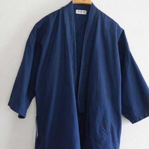 Samue Jacket Kimono Cotton Japanese Fabric Vintage Blue Plain Color Free Shipping Blue Plain Color, Kimono Cotton, Japan Vintage, Plain Color, Japanese Fabric, Color Free, Gender Neutral, Jackets & Coats, Japan