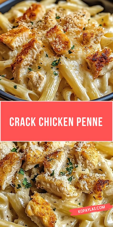 This Crack Chicken Penne is the perfect combination of shredded chicken, pasta, and a creamy sauce that will have your family asking for more. It’s an easy dinner recipe that works for large groups, making it perfect for any occasion. With ingredients you already have, this recipe will become a staple in your dinner rotation. #EarlyDinnerRecipes #RecipesThatWillLastAllWeek #What’sMomCooking #ShreddedChickenAndNoodles Shredded Chicken Pasta, Chicken Penne, Dinner Rotation, Ranch Seasoning Mix, Indulgent Food, Cheesy Pasta, Easy Dinner Recipe, Bacon Cheddar, Penne Pasta