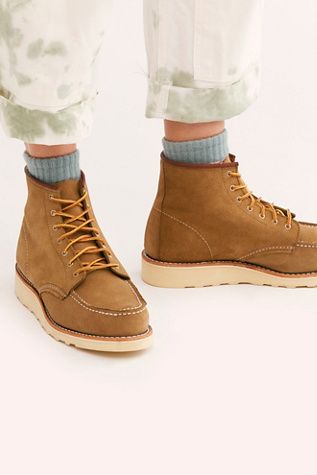 Red Wing 6 Classic Mocc Boot - Free People Shoes - Leather Boots - Moccasin Inspired Style - Lace Up Front Flowy Fashion, Glamourous Heels, Timberland Boots Outfit, Timberland Waterproof Boots, Shoe Repair Shop, Timberland Outfits, Rugged Boots, Yellow Boots, Boot Companies