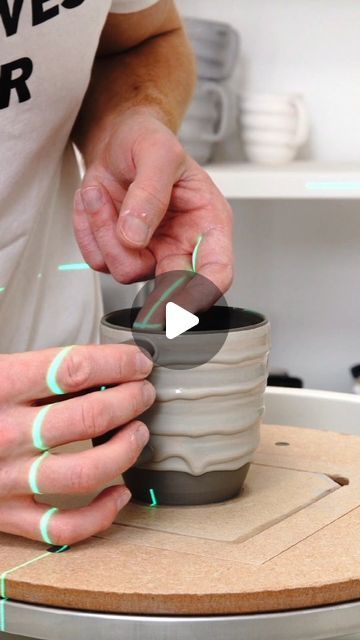 Adding marbled slip to a Drippy Slip Mug. The slip I use for this is made from recycled clay trimmings. It's much easier to turn dry clay... | Instagram Slip Glazed Pottery, Slip Decorated Pottery, Slip Pottery, How To Make Ceramic, Pottery Slip, Pottery Kiln, Pottery Lessons, Pottery Videos, Surface Decoration