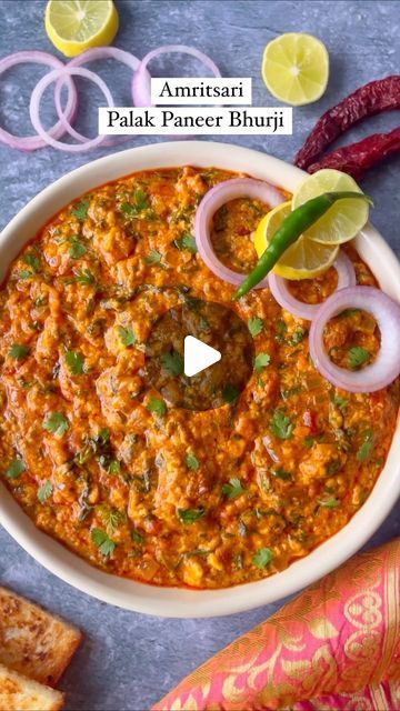 Pickles & Wine on Instagram: "Amritsari Palak Paneer Bhurji   Here’s an Amritsari twist to Palak Paneer and the results are divine 😍  Recipe:  Ingredients:   1. Besan Masala  In a bowl, add and mix the following:   -3 TBSP Roasted Besan  -1 TBSP Red Chilli Powder  -1 TSP Cumin Powder  -A Pinch Of Turmeric  -1/2 TSP Cholle Masala -1/2 TSP Pav Bhaji Masala  -1/2 TSP Chaat Masala  -1/2 TSP Salt  -1/2 Cup Curd  -1/4 Cup Milk  -2 TBSP Hot Oil   2. For the Amritsari Paneer Bhurji:  -1 TBSP Oil  -1 TSP Butter  -2 Chopped Green Chillies  -1 TBSP Chopped Garlic  -1 inch Chopped Ginger  -3 Chopped Onions  -3 Chopped Tomatoes -Salt To Taste  -Prepared Besan Masala -Water  - 2 Cups Spinach (Palak)  -250 GMs Grated Paneer  -1 TBSP Lemon Juice  -1 TBSP Fresh Coriander  Process:   - Prepare the besan ma Grated Paneer Recipes, Paneer Burji With Gravy, Amritsari Paneer Bhurji, Palak Paneer Recipes Indian, Palak Recipes Indian, Paneer Burji, Paneer Bhurji Recipe, Spinach Paneer, Palak Paneer Recipe