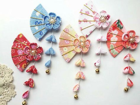 Japanese Hairpin, Sulaman Pita, Flower Kimono, Hairpin Accessories, Handmade Hairpin, Women's Hair Accessories, Kanzashi Flowers, Sakura Flower, Japanese Hairstyle