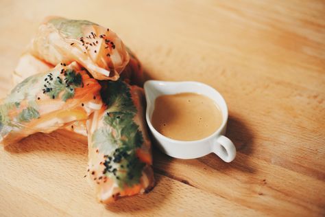 Spring Rolls + Peanut Sauce — Jane Olivia Jane Olivia Recipes, Peanut Dipping Sauce For Spring Rolls, Spring Rolls Peanut Sauce, Simple Peanut Sauce, Spring Roll Peanut Sauce, Sauce For Spring Rolls, Spring Rolls With Peanut Sauce, Homemade Spring Rolls, Spring Roll Sauce