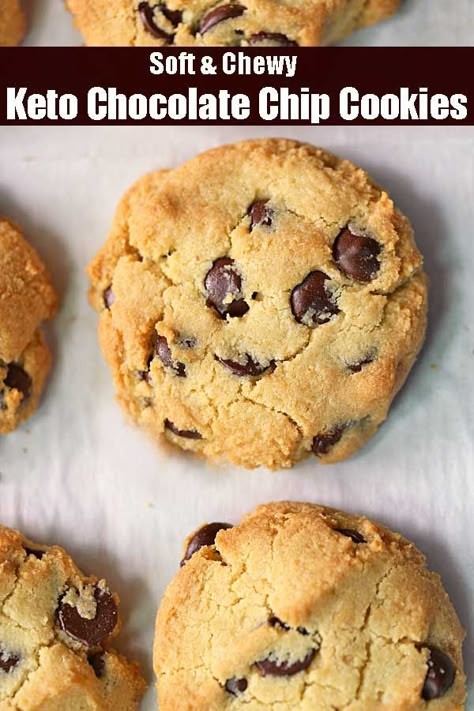 Keto Choc Chip Cookies, Best Keto Chocolate Chip Cookies, Galletas Keto, Keto Cookie Recipes, Desserts Keto, Postre Keto, Keto Chocolate Chip Cookies, Low Carb Cake, Cookies Soft