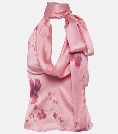 Printed silk-blend satin top in pink - Blumarine | Mytheresa Costume Intero, Mode Ootd, Satin Top, Mode Inspo, Looks Style, Dream Clothes, Looks Vintage, Fashion Killa, Outfit Inspirationen