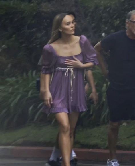 spotted 2024 Lily Rose Depp Interview, Lily Rose Depp Outfits, Iris Apatow, Lily Rose Depp Style, Rose Depp, Josie Maran, Princess House, Purple Outfits, Rose Style