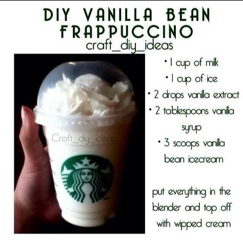 Favourite Starbucks Drink-- MAKE IT AT HOME! VANILLA BEAN FRAPP!❗️ Vanilla Bean Frappuccino, Minuman Starbucks, Resep Starbuck, Starbucks Vanilla, Resep Smoothie, Starbucks Diy, Starbucks Frappuccino, Starbucks Drinks Recipes, Coffee Drink Recipes