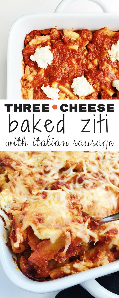 baked ziti with italian sausage Sausage Baked Ziti, Baked Ziti With Italian Sausage, Cheese Baked Ziti, Healthy Pasta Bake, Baked Ziti With Sausage, Healthy Italian Recipes, Italian Sausages, Pasta Casserole Recipes, Sausage Pasta Recipes