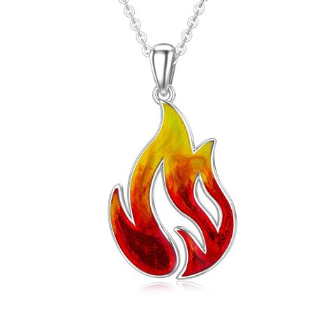 PRICES MAY VARY. 【FIRE JEWELRY】❁❁ We designed a reddish-yellow flame, it is the symbolic of illumination and enlightenment, spirituality and warm.Hope you can feel warm and the power of life by this flame fire necklace 【MATERIAL】❁❁ High quality 925 Sterling Silver. It is waterproof,anti-allergic, allergy free, nickel free, which is harmless to the body and safe for sensitive skin 【GREAT VALUE】❁❁ Chains Length: 18" + 2"(adjustable), weight:3.91g(0.009lbs) It is suitable for matching T-shirt, skir Flame Necklace, Fire Necklace, Fire Jewelry, Sweet Jewelry, Fire Nation, Rhinestone Choker, Gift For Girlfriend, Red Fire, Necklace For Women