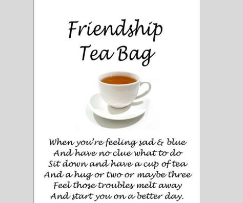 FRIENDSHIP TEA BAG… | AFTERNOON TEA 4 TWO… Party Friends Quotes, Tea Poems, Tea Time Quotes, Friendship Tea, Books And Tea, Tea Crafts, Tea Quotes, Cuppa Tea, Quotes Wisdom