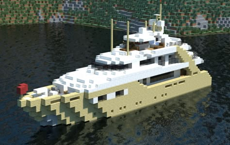 Alexandar V Luxury Yacht, creation #7993 Minecraft Boat, Minecraft Car, Minecraft Modern City, Construction Minecraft, Minecraft Building Ideas, Case Minecraft, Rumah Minecraft Sederhana, Minecraft Mansion, Minecraft Structures