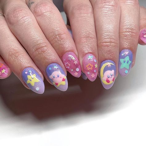 Yessenia - Japanese Gel Nail Artist ❀ on Instagram: “I’ll never get tired of doing Kirby nails🥺💖 love these cuties for @nikkiitattoos follower her for the most kawaii tattoos 💘 Swipe for…” Kirby Nails, Kawaii Tattoos, Nails Love, Anime Nails, Heart Nail Art, Pretty Gel Nails, Really Cute Nails, Soft Nails, Kawaii Nails